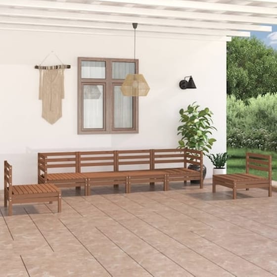 Vidaxl Σαλόνι Κήπου Σετ 6 Τεμαχίων Καφέ Μελί Από Μασίφ Ξύλο Πεύκου image 0
