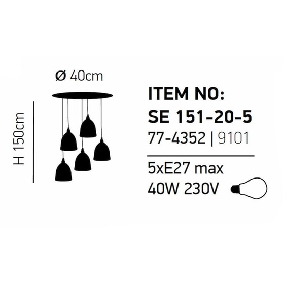 Φωτιστικό Οροφής Πολύφωτο Homelighting Zola 77-4351 Μεταλλικό - Μαύρο image 1