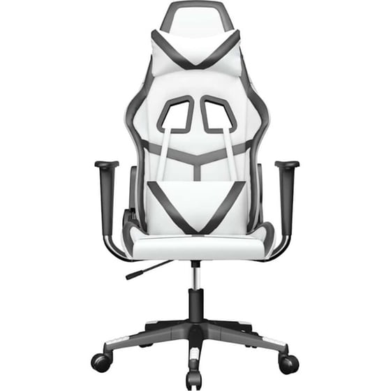 Καρέκλα Gaming VIDAXL 345432 με Ρυθμιζόμενα Μπράτσα από Τεχνητό Δέρμα - Λευκό / Μαύρο image 1