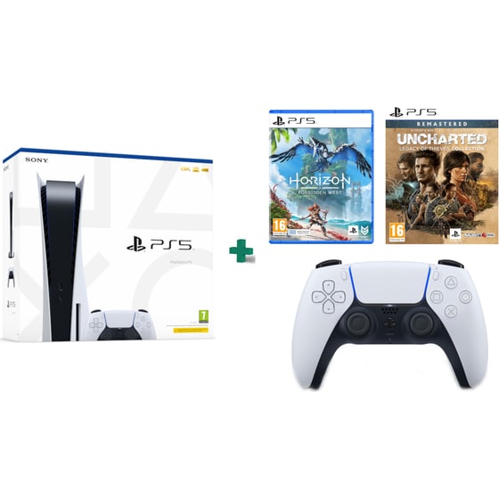 Sony PlayStation 5 & DualSense Wireless Controller & Horizon Forbidden West & Uncharted: Legacy of Thieves Collection image 0