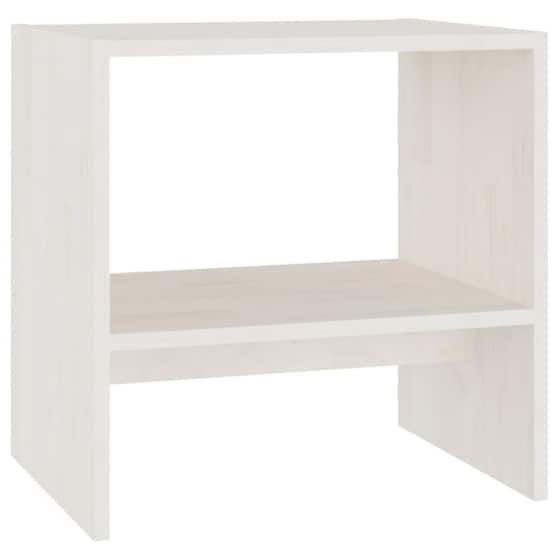 Κομοδίνο Vidaxl Από Μασίφ Ξύλο Πεύκου 40x30.5x40 cm - Λευκό image 0