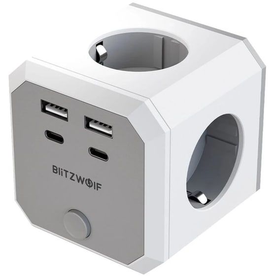 Πρίζα ρεύματος τοίχου Blitzwolf BW-EC2 με θύρες AC, USB-A, USB-C image 0