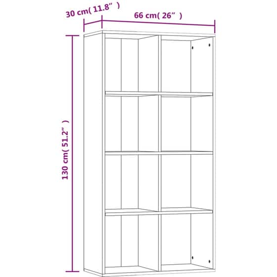 Βιβλιοθήκη VidaXL από  Μοριοσανίδα 66x30x130 cm - Γκρι image 8