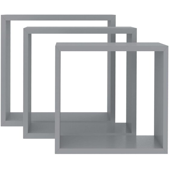 Ράφια Τοίχου VidaXL Κύβοι από MDF 24-30x10x24-30 cm 3 Τμχ - Γκρι image 3