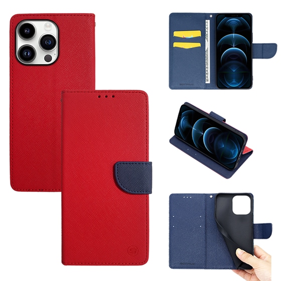 Θήκη Apple iPhone 14 Pro - Sonique Trend Book - Κόκκινο / Σκούρο Μπλε image 0