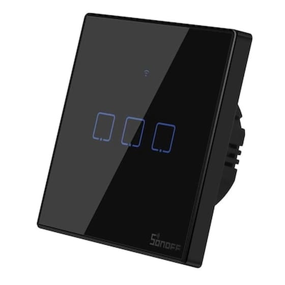 Smart Διακόπτης Sonoff Τχ-t3eu3c, Αφής, Wi-fi, Τριπλός, Μαύρος image 0