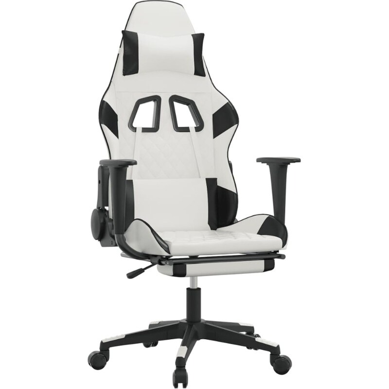 Καρέκλα Gaming VIDAXL 3143773 με Υποπόδιο από Τεχνητό Δέρμα - Μαύρο