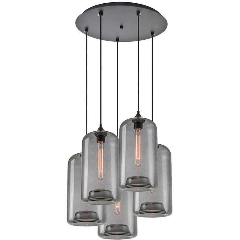 HOMELIGHTING Φωτιστικό Οροφής Πολύφωτο Homelighting Feint 77-8785 Γυάλινο/Μεταλλικό - Γκρι/Μαύρο
