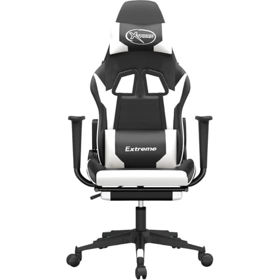 Καρέκλα Gaming VIDAXL 3143704 με Υποπόδιο από Τεχνητό Δέρμα - Μαύρο image 1