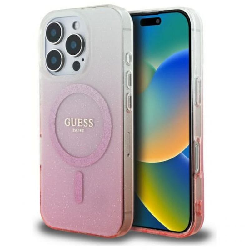 GUESS Θήκη Apple iPhone 16 Pro Max - Guess IML Glitter Gradient MagSafe - Pink