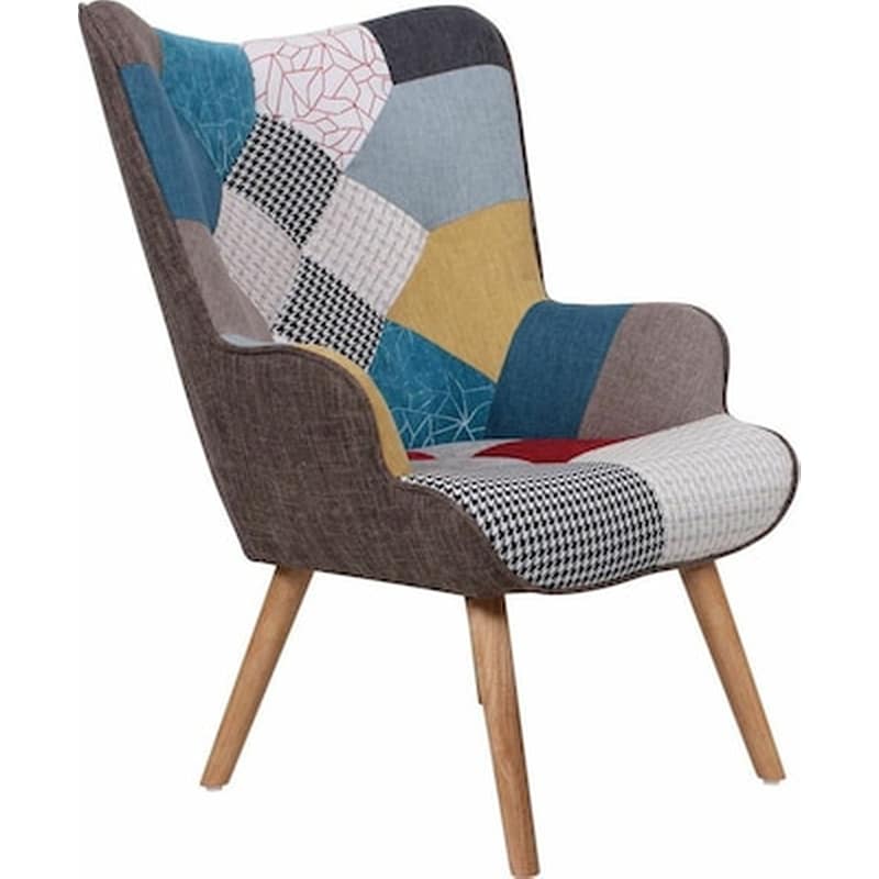 WOODWELL Πολυθρόνα Μπερζέρα Woodwell από Ύφασμα - Πολύχρωμη