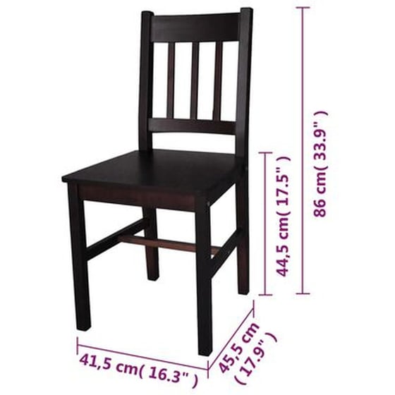 Καρέκλες Τραπεζαρίας Vidaxl από Ξύλο Πεύκου 2 Τμχ - Σκούρο Καφέ image 3