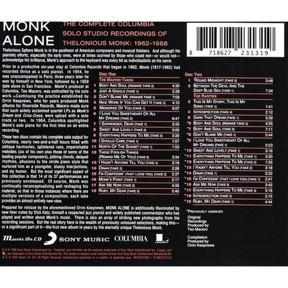 Monk Alone-The Complete Columbia Solo Studio Recordings 1962-1968 image 1