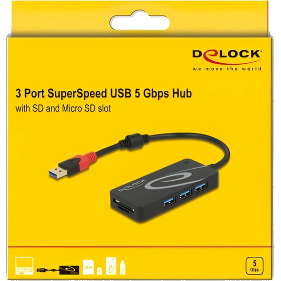 DeLock 62899 USB Hub 5-Port USB 3.2 συμβατό με USB-A image 2