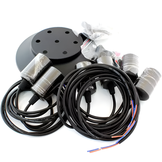 Πολύφωτο Κρεμαστό Μεταλλικό Φωτιστικό Οροφής Atl - Μαύρο image 2