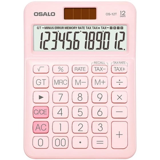 Αριθμομηχανή Τσέπης Osalo 12 Ψηφίων Os-12t Μαύρο/Ροζ (1 Τεμάχιο) image 0