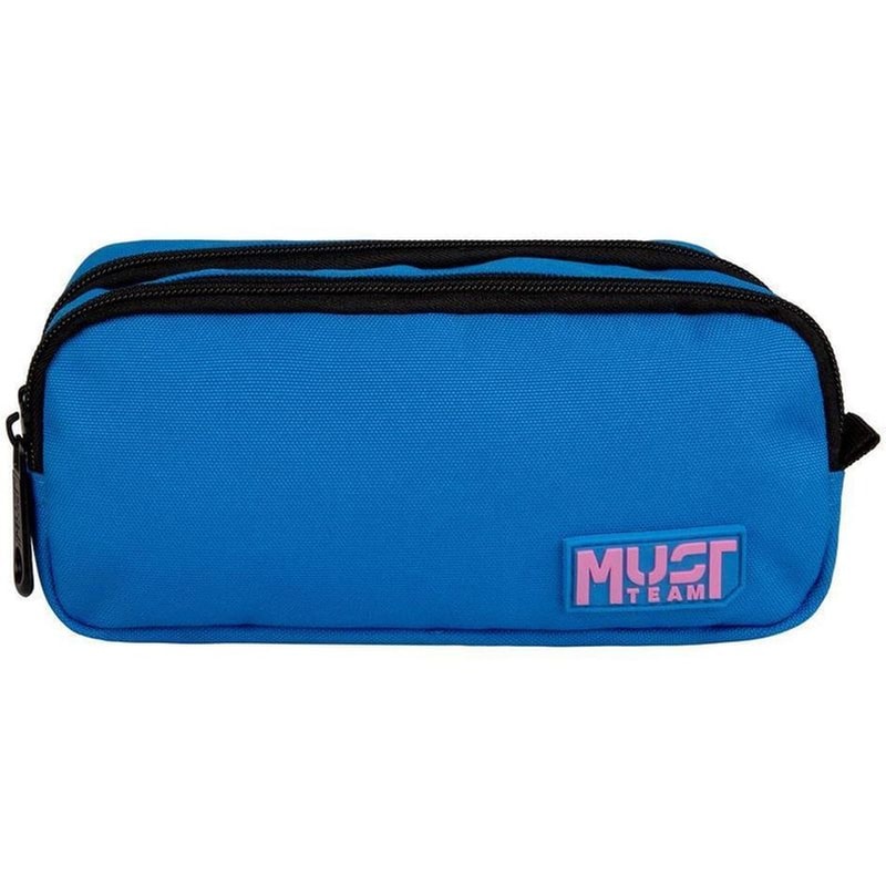 Κασετίνα Βαρελάκι Must Team Monochrome Μπλε Ανοιχτό με Ροζ