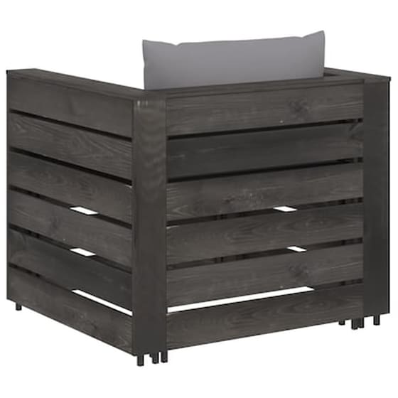 Vidaxl Σαλόνι Κήπου 2 Τεμαχίων Από Γκρι Εμποτισμένο Ξύλο Με Μαξιλάρια image 3