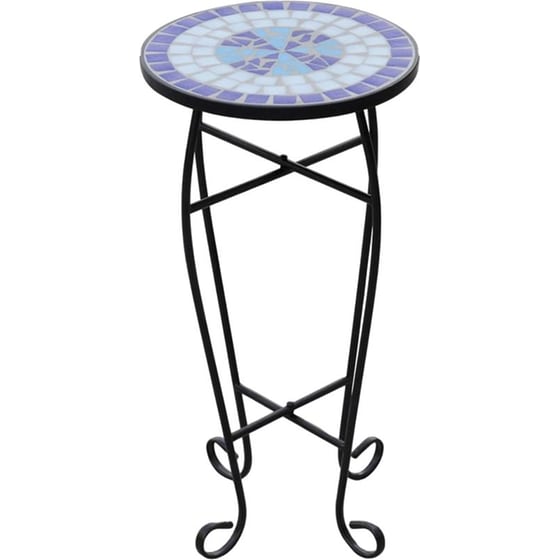 Τραπεζαρία Εξωτερικού Χώρου Βοηθητική VidaXL από Σίδηρο φ30x60 cm - Μπλε/Λευκή image 4