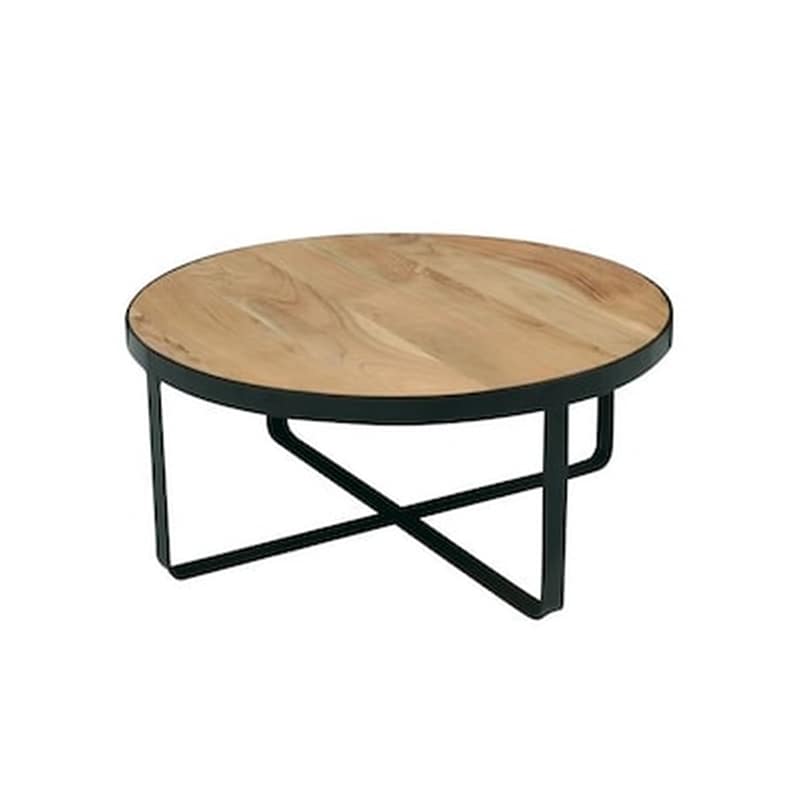 WOODWELL Τραπεζάκι Σαλονιού Woodwell Oven από Φυσικό Ξύλο Ακακία 80x35cm - Καφέ/Μαύρο