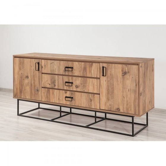 Μπουφές 24Mall Destra Atlantic Pine από Μοριοσανίδα/Μέταλλο 180x45x80 cm - Μαύρος/Καφέ image 2