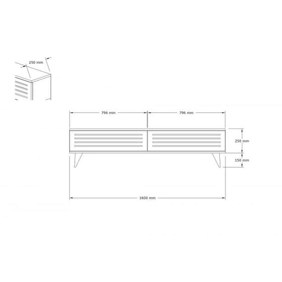 Έπιπλο Τηλεόρασης Ventuno από Μοριοσανίδα 160x25x40cm - Καρυδί/Λευκό image 3
