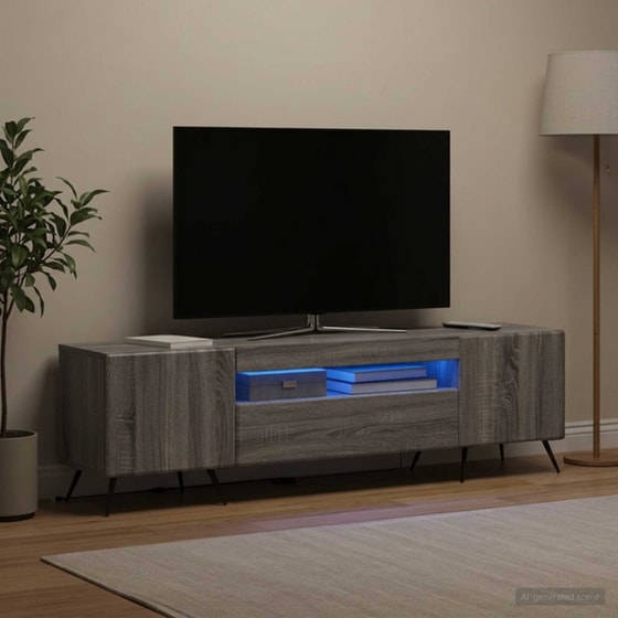 Έπιπλο Τηλεόρασης με LED VidaXL από Επεξεργασμένο Ξύλο - Γκρι Sonoma image 3