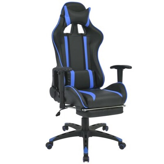 Καρέκλα Gaming Racing VidaXL Συνθετικό Δέρμα με Υποπόδιο - Μπλε/Μαύρη image 1