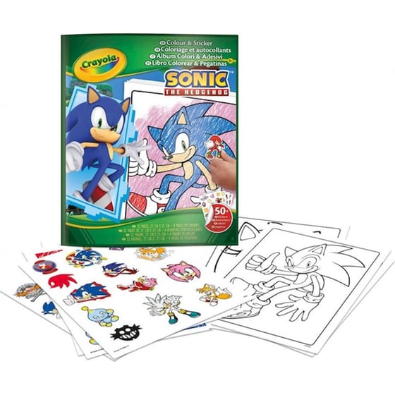 Βιβλίο Ζωγραφικής με Αυτοκόλλητα Crayola Sonic the Hedgehog (32 Σελίδες, 50+ Αυτοκόλλητα) image 1