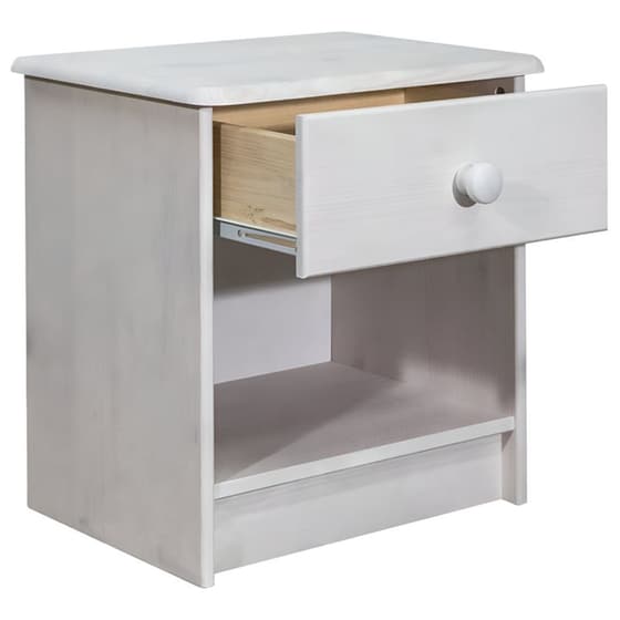 Κομοδίνο Vidaxl Από Μασίφ Ξύλο Πεύκου 41x30x42 cm - Λευκό image 1