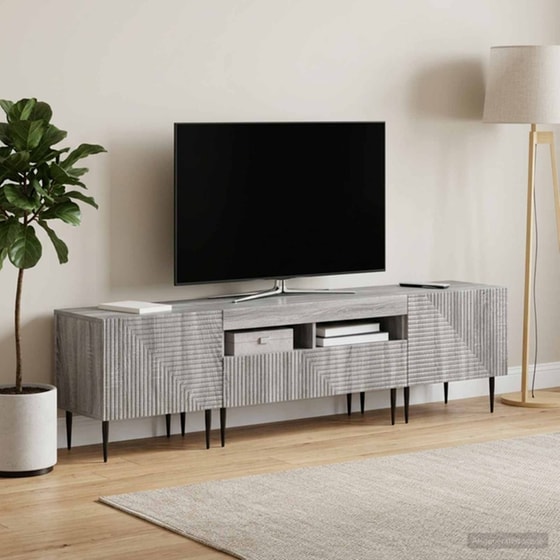 Έπιπλο Τηλεόρασης VidaXL με LED 3 τμχ 178 x 35 x 43 cm - Γκρι Sonoma image 2