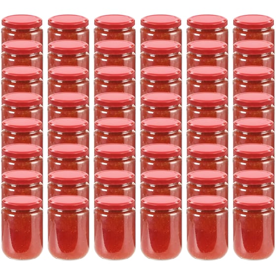 Βάζο Αποθήκευσης Τροφίμων Vidaxl Γυάλινο 230ml 48 Τμχ - Διάφανο/Κόκκινο image 1