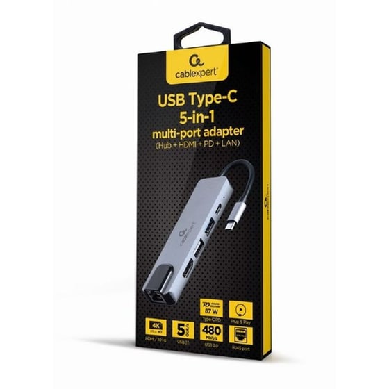Cablexpert A-CM-COMBO5-04 USB Hub 5 σε 1 USB-C - Ασημί image 2