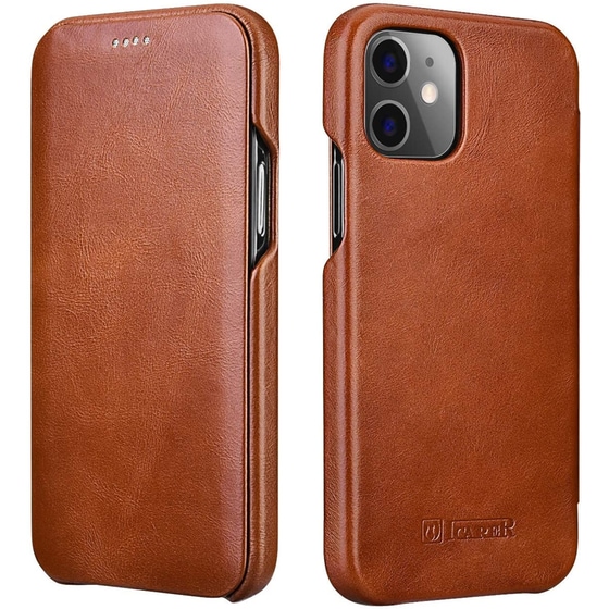 Θήκη Apple iPhone 12 Mini - Icarer Curved Edge Vintage Series - Brown image 0
