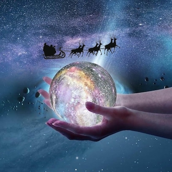 Διακοσμητικό Φωτιστικό Φεγγάρι Ανάγλυφο Πλαστικό 15 cm - Μαύρο image 2