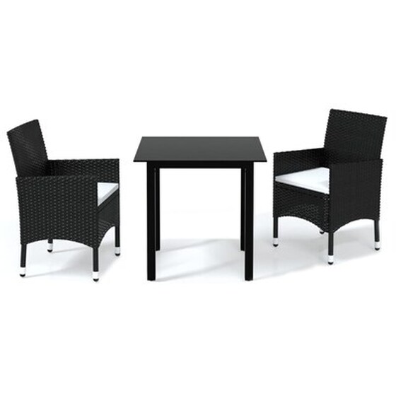 Vidaxl Σετ Τραπεζαρίας Κήπου 3 Τεμ. Μαύρο Συνθετικό Ρατάν Με Μαξιλάρια image 2