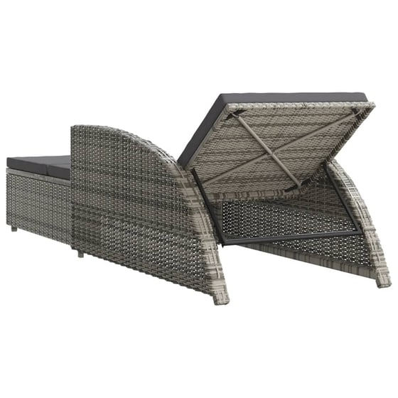 Ξαπλώστρα VidaXL από Συνθετικό Ρατάν 201x67x28.5-67 cm - Γκρι image 3