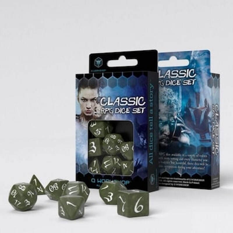 Σετ Ζάρια – Classic Rpg Dice Set – Olive And White