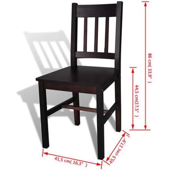 Καρέκλες Τραπεζαρίας Vidaxl από Ξύλο Πεύκου 4 Τμχ - Σκούρο Καφέ image 4