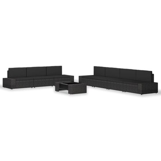 Σετ Σαλόνι Κήπου Vidaxl από Ρατάν με Μαξιλάρια 8 Τμχ - Μαύρο image 1