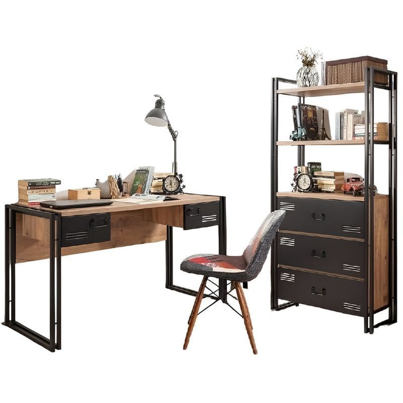 Σετ Γραφείου 24mall Cosmo από Μέταλλο/Μοριοσανίδα - Καφέ/Μαύρο