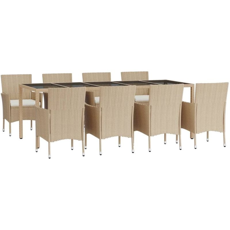 VIDA XL Σετ Τραπεζαρίας VidaXL 9 Τμχ από Συνθετικό Ρατάν - Μπεζ