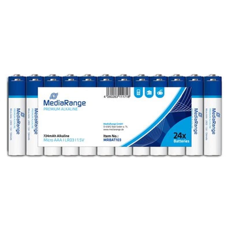 Αλκαλική Μπαταρία MediaRange Premium AAA 1.5V (LR3) (24 Pack) (MRBAT103)
