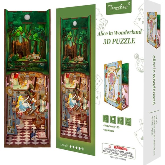 DIY 3D Puzzle Book Nook Kit Βιβλιοστάτης - Alice in Wonderland image 0