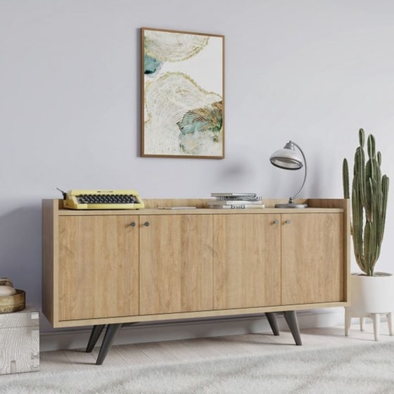 Μπουφές 24Mall Piranha από Μοριοσανίδα/Πλαστικό 150x40x75 cm - Καφέ image 1