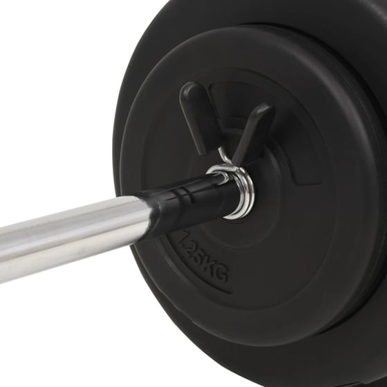 Σετ Ίσια Μπάρα Φ25mm 2kg VidaXL 91398 140 cm από Ατσάλι με 6 Δίσκους Βαρών 27.5kg και 2 Κολάρα image 3