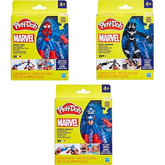 Hasbro Play-Doh Marvel Spiderman/ Black Panther/ Captain America 3 Σχέδια 2 Τμχ - Τυχαία Επιλογή Σχεδίου (G0333) image 0