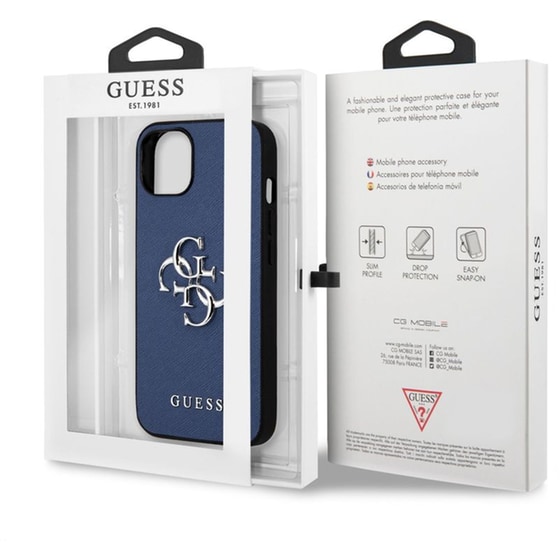 Θήκη Apple iPhone 13 - Guess 4g Logo Collection Hard Case PU Leather - Μπλε image 2