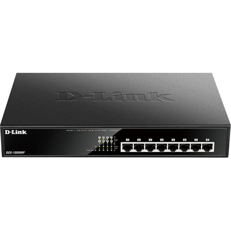 D-LINK DGS-1008MP Smart Switch Desktop Gigabit Ethernet Max (10/100/1000Mbps) 8-Port PoE