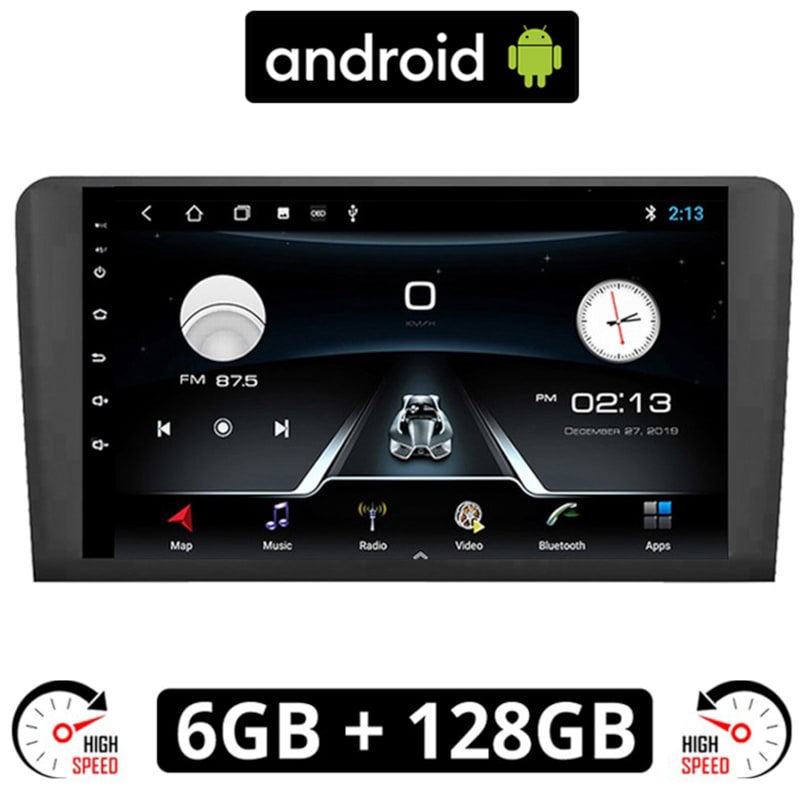 Ηχοσύστημα με Οθόνη Αφής 9 Android GPS Wi-Fi Bluetooth 6GB/128GB για Mercedes ML W164 (2005-2011) - Μαύρο